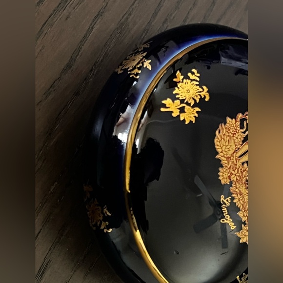 Limoges porcelain trinket box cobalt blue, real gold 18th century couple - Picture 8 of 8